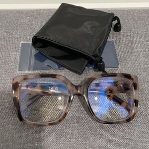 NEW 2.5 readers blue light lens tortoise shell OVERSIZED soft bridge spring wbag